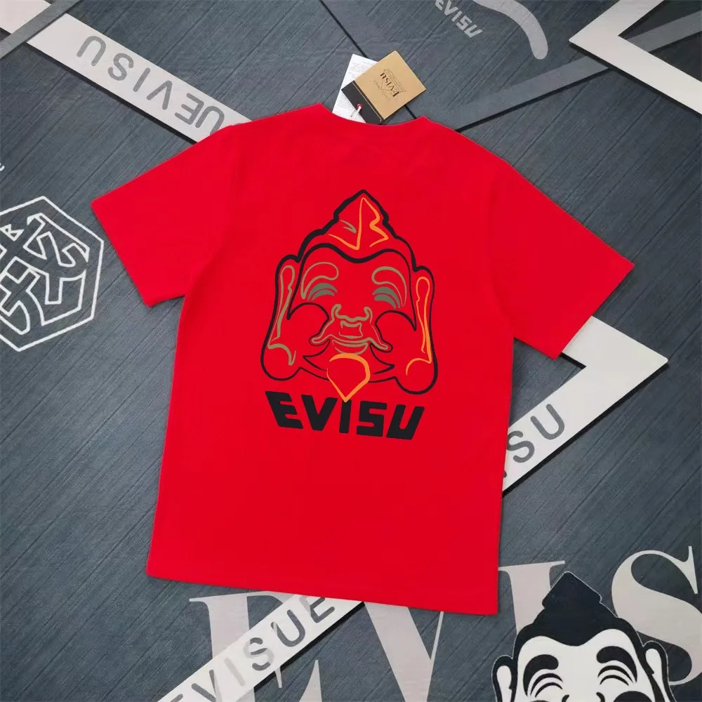Evisu 2025New Arrival T ⚠ Quality⚠ Same Style T 。 ，Black S-XXL，White S-XXL，Gray M-XXL，Red S-XXL， Red M-XXL Blue M-XXL